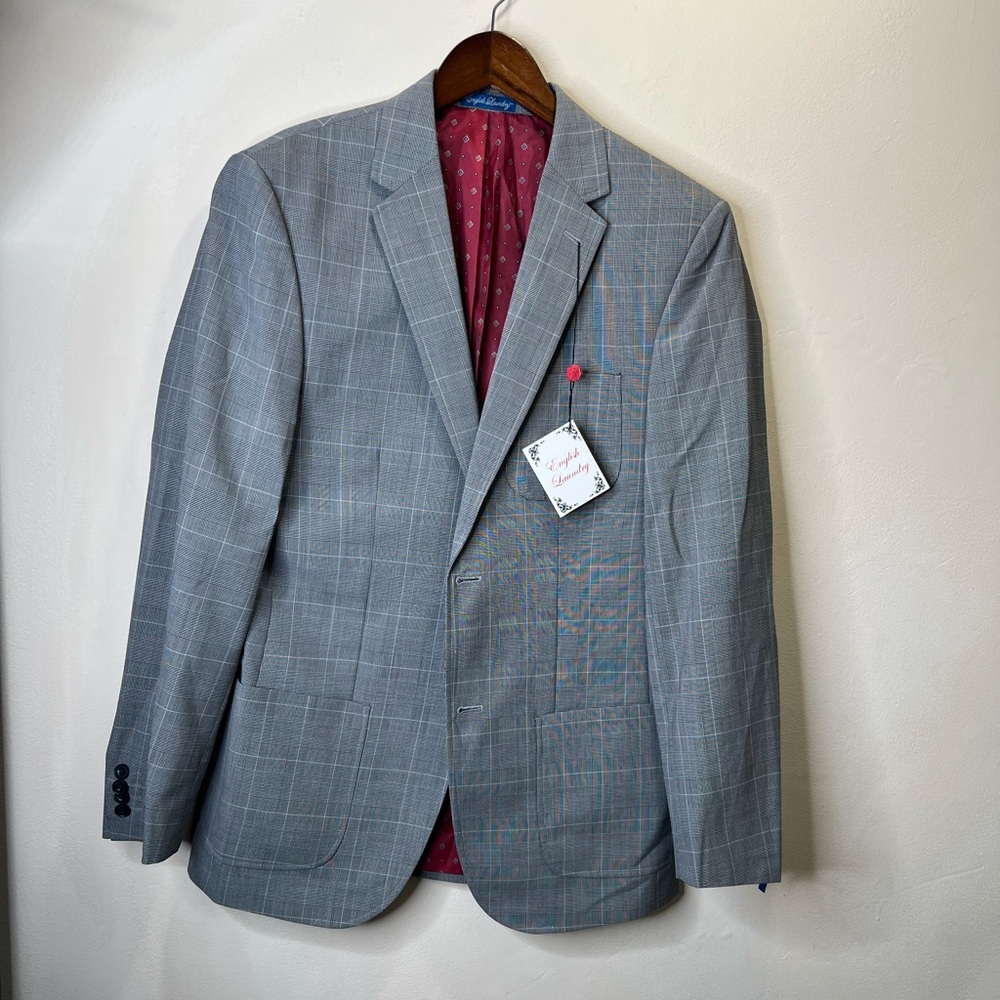 ENGLSH LAUNDRY Gray Checkered Men’s Unconstructed Blazer 40L